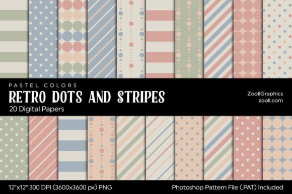 Download Retro Dots and Stripes Digital Papers - Papers Collection