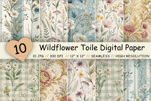 Download Wildflower Toile Digital Paper Pack - Pack Collection