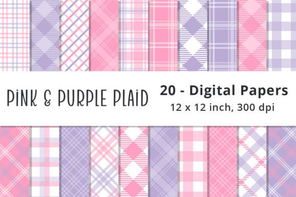 Download Pink and Purple Plaid Digital Paper Pack - Pack Collection