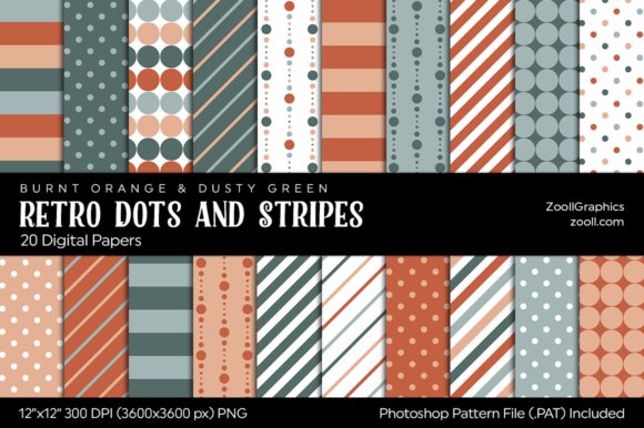 Download Retro Dots and Stripes Digital Papers - Papers Collection