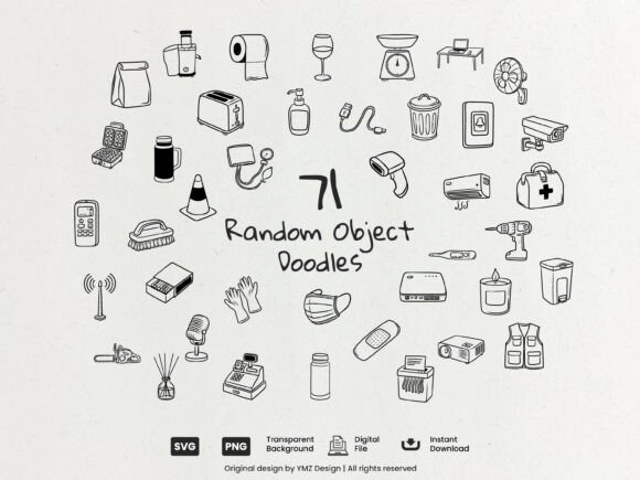 Download Random Object Doodles Clipart Pack - Pack Collection