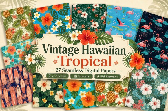 Download Vintage Hawaiian Tropical Paper Pack - Pack Collection