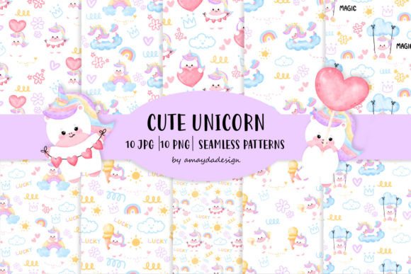 Download Cute Chubby Unicorn Seamless Patterns - Cute Collection