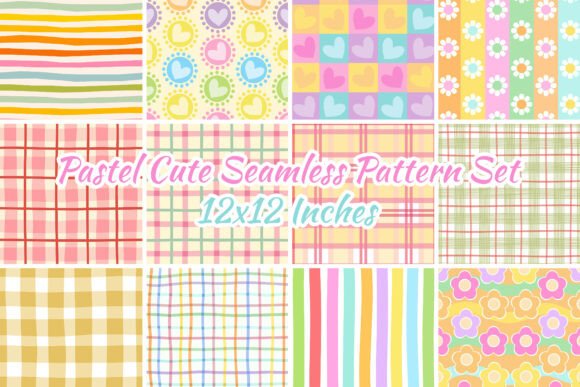 Download 12 Pastel Cute Seamless Pattern Set - Cute Collection