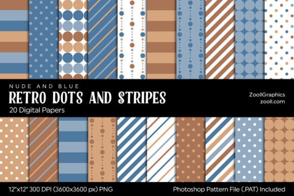 Download Retro Dots and Stripes Digital Papers - Papers Collection