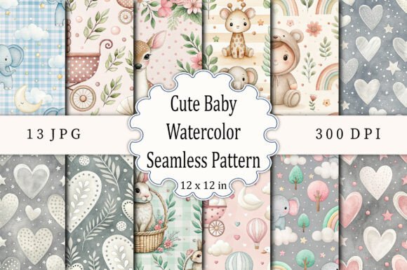 Download Cute Baby Watercolor Seamless Pattern - Cute Collection