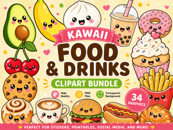 Download Cute Kawaii Food and Drinks Clipart PNG - Cute Collection