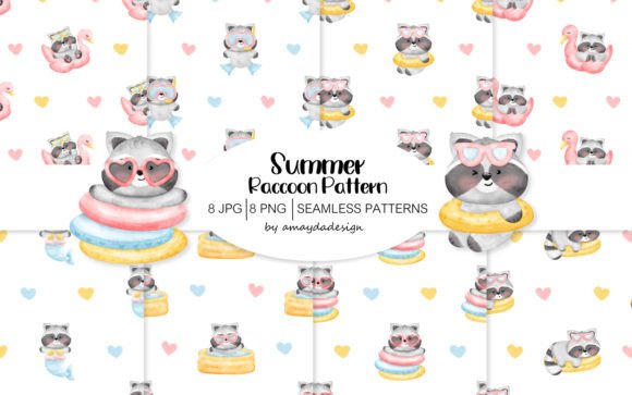 Download Cute Raccoon Patterns and Digital Paper - Cute Collection
