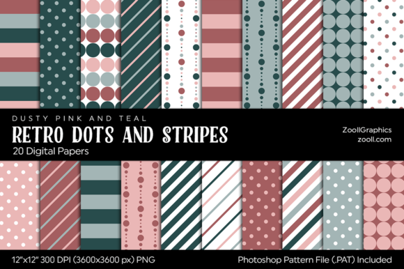 Download Retro Dots and Stripes Digital Papers - Papers Collection