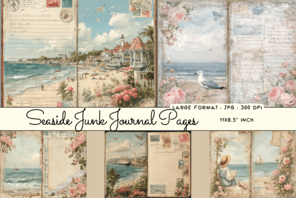 Download Seaside Junk Journal Papers Kit - Papers Collection