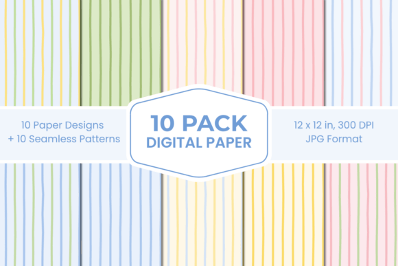 Download Pastel Easter Stripes Digital Paper Pack - Pack Collection