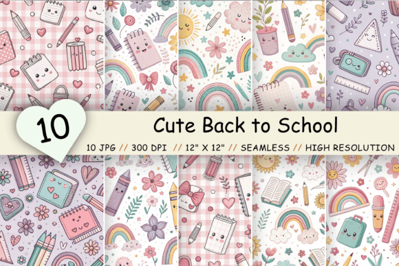 Download Cute Back to School Digital Paper Bundle - Cute Collection