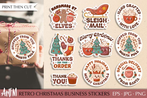 Download Retro Christmas Packaging Sticker Pack - Pack Collection