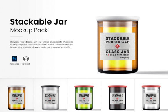 Download Stackable Rubber Cap Jar Mockup Pack - Premium Bundle
