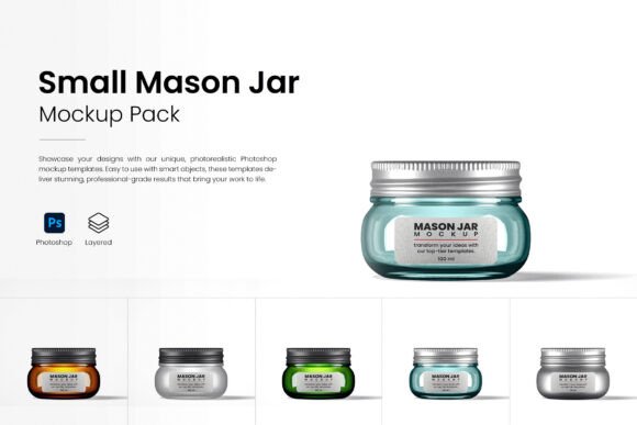 Download Small Mason Jar Mockup Pack - Premium Bundle