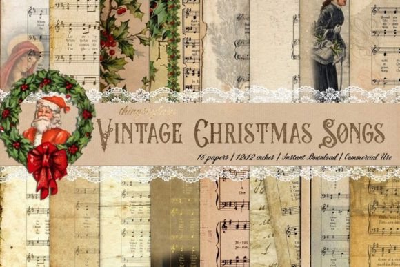 Download Christmas Old Music Sheet Papers 12in - Papers Collection