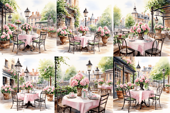 Download Romantic Watercolor Café Scene - Romantic Collection