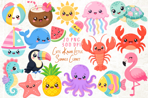 Download Cute Kawaii Little Summer Clipart PNG - Cute Collection