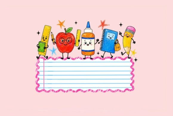 Download Cute School Supplies Clipart Characters - Cute Collection