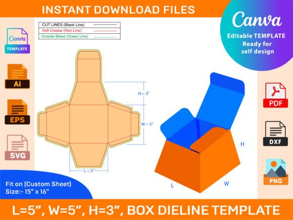 Download Food or Gift Packaging Box Dieline - Pack Collection
