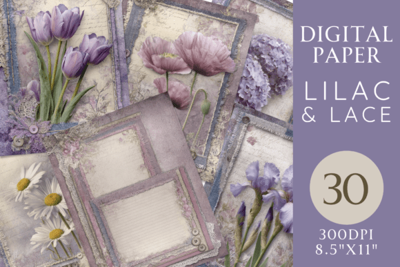 Download Lilac Lace Junk Journal Paper Pack - Pack Collection