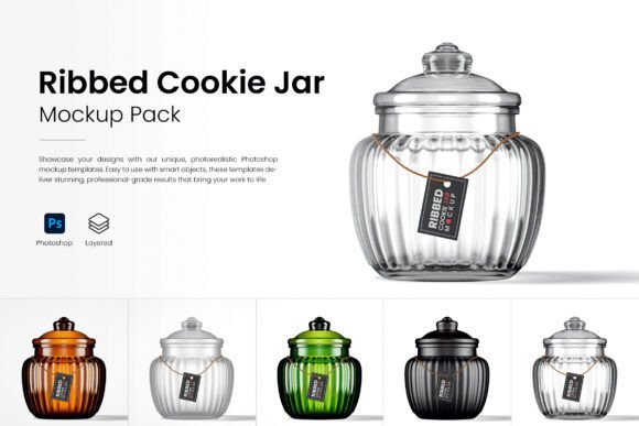 Download Large Ribbed Cookie Jar Mockup Pack - Premium Resources