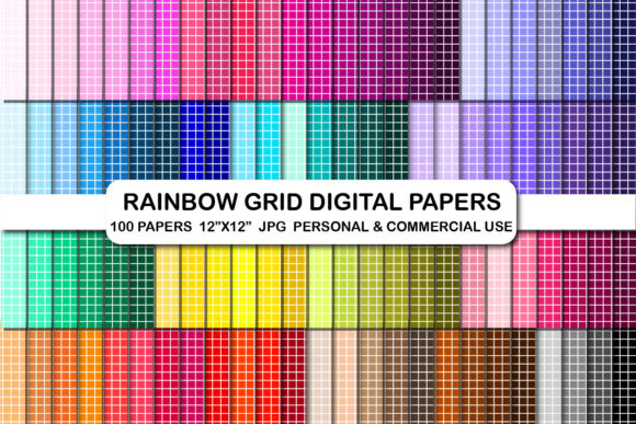 Download Rainbow Grid Digital Papers 100 Colors - Papers Collection
