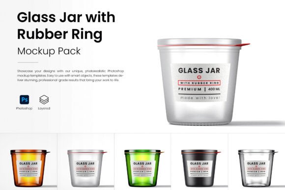 Download Glass Jar with Rubber Mockup Pack - Premium Bundle