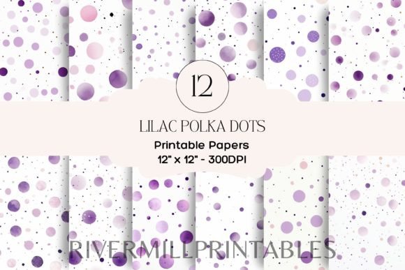 Download 12 Lilac Polka Dots Digital Papers - Papers Collection