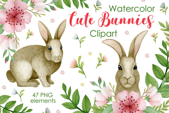 Download Watercolor Cute Bunnies Clipart - Cute Collection