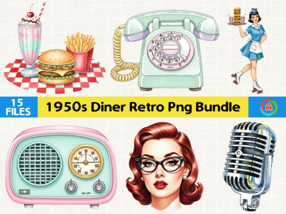 Download Retro Restaurant Clipart Pack 1950s - Pack Collection
